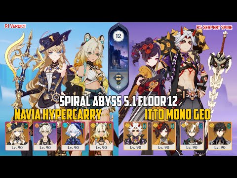 [GI] C0 Navia Hypercarry C1 Xilonen - C0 Itto Chiori Mono Geo / Spiral Abyss 5.1 - Floor 12 Full Run