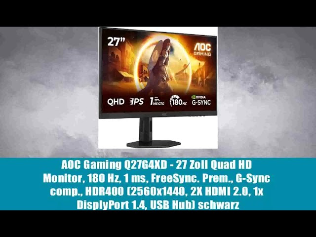 Vídeo relacionado con AOC Gaming 24G4XE - Monitor FHD 24 Pulgadas, Plano, 180 Hz, 1 ms, FreeSync Prem., G-Sync Comp., HDR10 (1920x1080, HDMI, DisplayPort, IPS) Negro