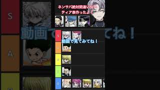 #ネンサバ間違いないティア表作ったよ❗️見てみてね‼️ #ネンサバ　# #ハンターハンター #ネンサバイバー #vtuber #ネンサバガチャ #hunterxhunter #ワールドハント
