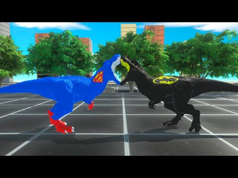 SUPERMAN vs BATMAN T REX DEATHRUN - Animal Revolt Battle Simulator