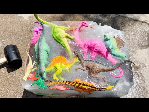 Dinosaur Rescue In Ice Block! Jeremy Rescues Dinosaurs With Hammer! Learn Dino Names