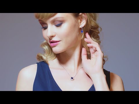 Namana Jewellery - Elegant Pear Necklace and Earrings with Blue Stones