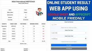 How to make Online Result System Web App using Google Sheet & Appscript with Student Image | C24