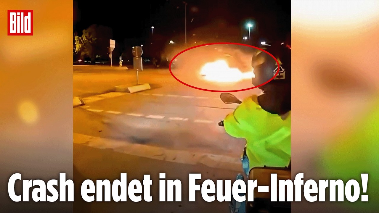 ISTANBUL: Horror-Crash in der Türkei! Auto fängt nach Aufprall direkt Feuer