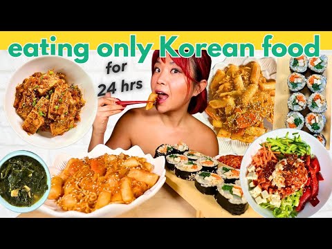 I Cooked & Ate Only KOREAN FOOD For 24 Hours (VEGAN)! What I Ate in a Day Korean Food Edition