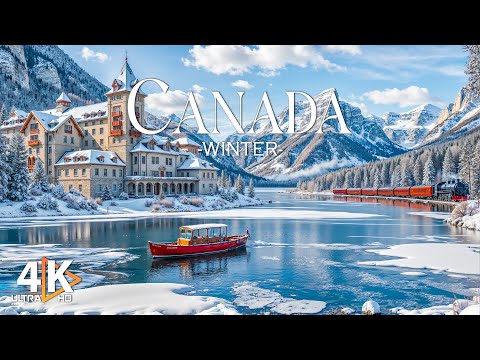 Canada Winter Beauty 4K UHD – Snow-Capped Mountains & Tranquil Villages | Relaxing Piano Music