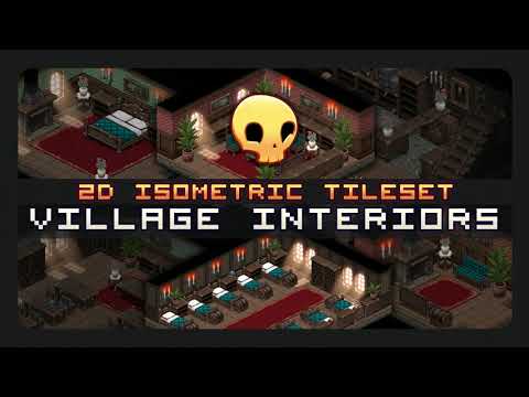 2D Isometric Tileset: Village Interior by Golden Skull Art