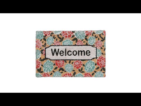 Paillasson coco « Welcome » Marron - Turquoise - Blanc - Fibres naturelles - Matière plastique - 60 x 2 x 40 cm