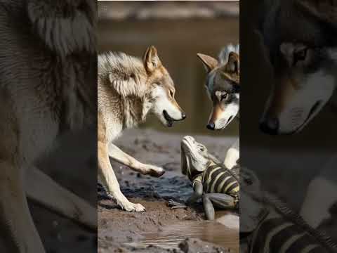 Wolves and Iguana in a Deadly Struggle