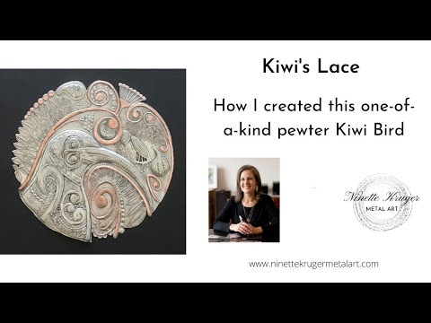 New Zealand Kiwi Bird artwork  - How I created "Kiwi's Lace" in pewter