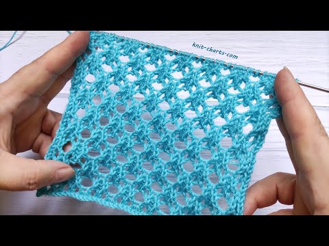Mesh Knit Stitch Pattern | Netzmuster stricken | Punto griglia ai ferri| Punto de malla a dos agujas