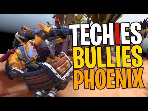 Techies Bullies Phoenix - DotA 2 Funny Moments