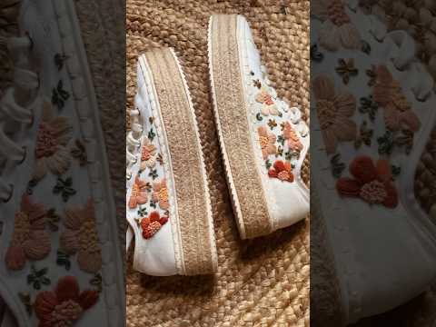 Embroidery on shoes 🤍 #embroidery #youtubeshorts #gift #anniversarygift #embroideryvideo #shorts