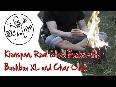 Kienspan, Real Steel Bushcraft, Bushbox XL und Char Cloth