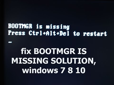 100% FIX #bootmgr is missing press ctrl+alt+del to restart in windows 10 8 7