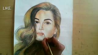 preview picture of video 'Beautiful girl  watercolor painting - amazing painting - thanks for watching'