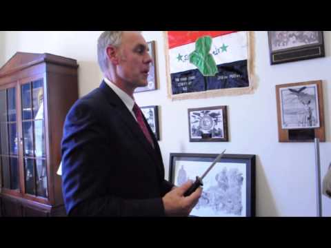 Rep. Ryan Zinke shows off his knife collection