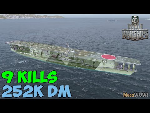 World of WarShips | Kaga | 9 KILLS | 252K Damage - Replay Gameplay 4K 60 fps