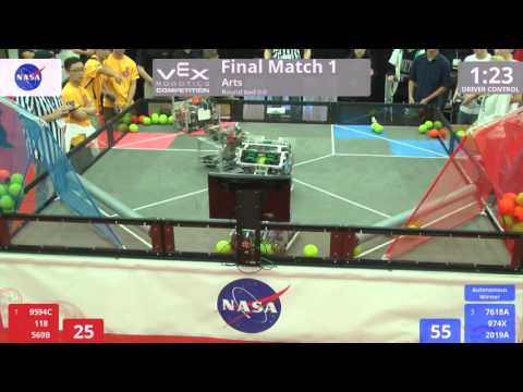 VEX Worlds 2016 - VRC HS Arts - Finals 1 (9594C 118 569B) 283 vs 313 (7618A 974X 2019A)
