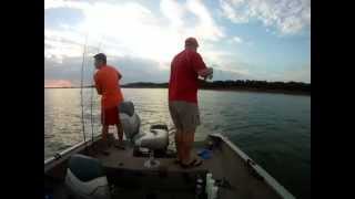 preview picture of video 'Top water fishing on Friday August 24, 2012 on Lake Lewisville, Dallas Texas with PittState.'