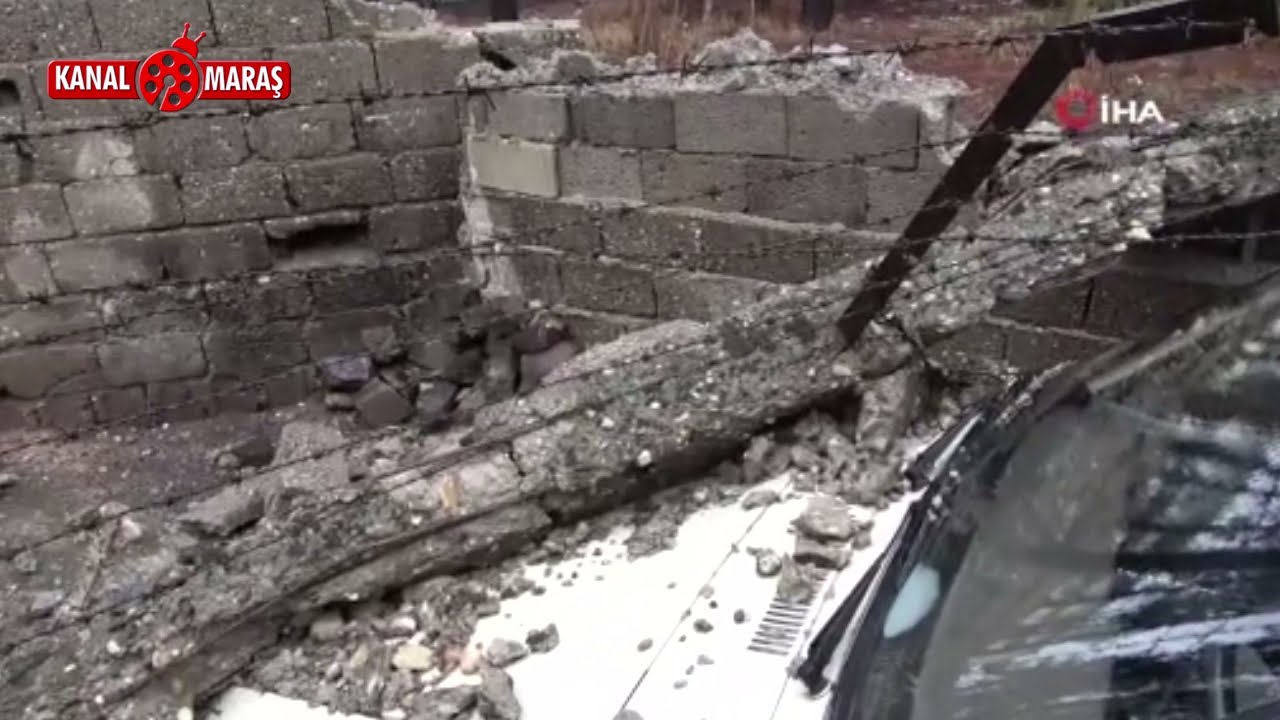 Kahramanmaraş'ta istinat duvarı büyük bir gürültüyle çöktü
