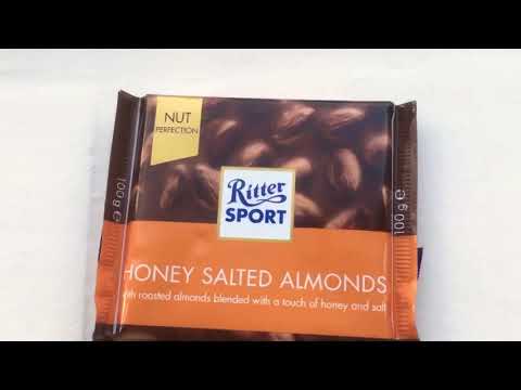 Ritter sport honey salted almond chocolate - review Mukbang ASMR