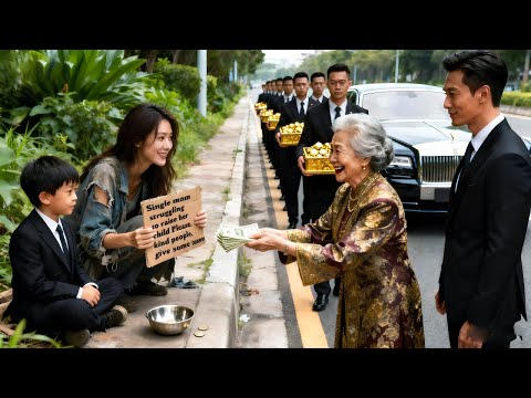 Poor Girl Begged Street With Kids.CEO Grandma Instantly Recognized Great-Grandson&Them Home Cherish.