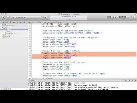 Objective C Tutorials   57   Creating and Using a Car Class   Complete Example