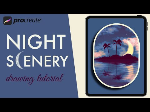 Night Scenery Drawing in PROCREATE - iPad Landscape Painting Tutorial