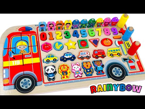 Best Learn Shapes, Numbers, Counting 1 to 10 with Firetruck Puzzle