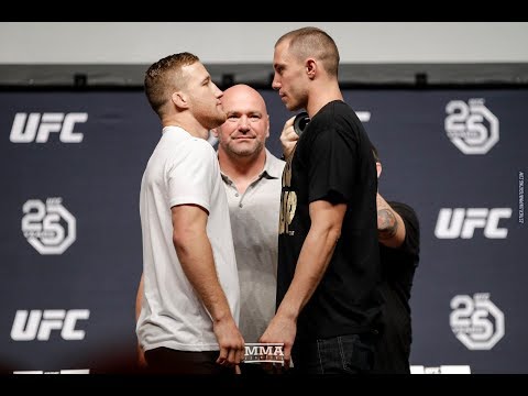 Justin Gaethje vs. James Vick UFC 25th Anniversary Press Conference Staredown - MMA Fighting