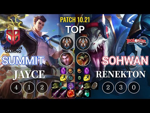 SB Summit Jayce vs KT SoHwan Renekton Top - KR Patch 10.21