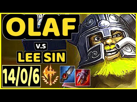 DARDOCH (OLAF) vs LEE SIN - 14/0/6 KDA JUNGLE GAMEPLAY - NA Ranked GRANDMASTER