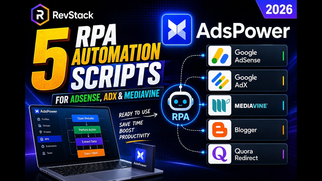 5 AdsPower Automation Scripts for AdSense, AdX & Blogger | 2026 Adsense Loading Automation Methods