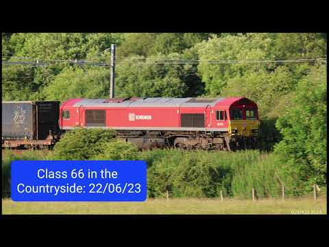DB Class 66 66114 powers through the Countryside at Greenfoot on Grangemouth - Daventry: 22/06/23