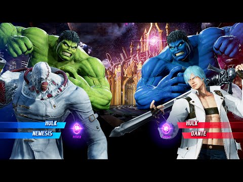 Hulk & Nemesis vs Blue Hulk & Dante (Very Hard) Marvel vs Capcom | 4K UHD Gameplay