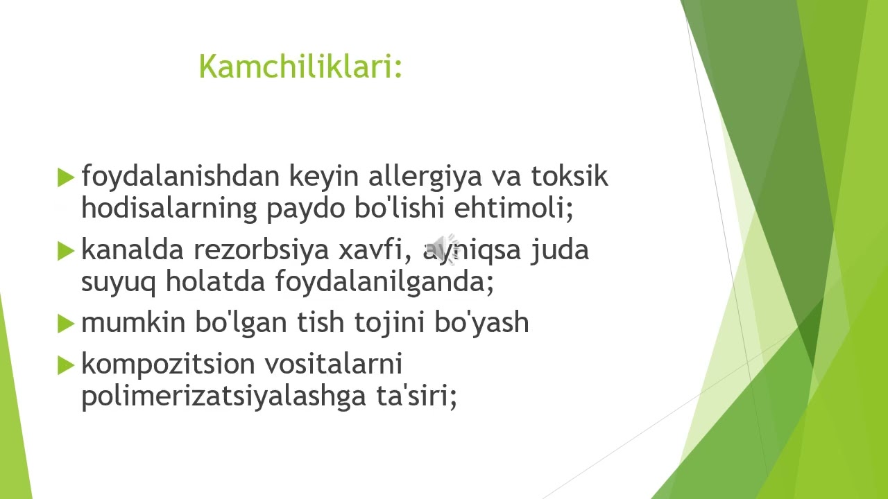 Kanalni plombalashda qo'llaniluvchi plomba ashyolari