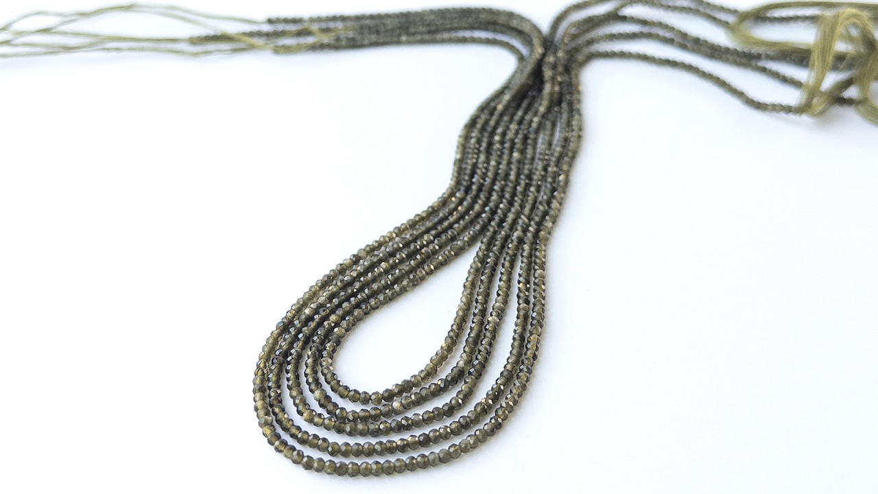 Cat's Eye | Faceted Rondelle | 2mm Bead Size | 33cm Strand Length video