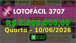 Resultado da Lotofácil 3707, Quarta-feira, 10/06/2026