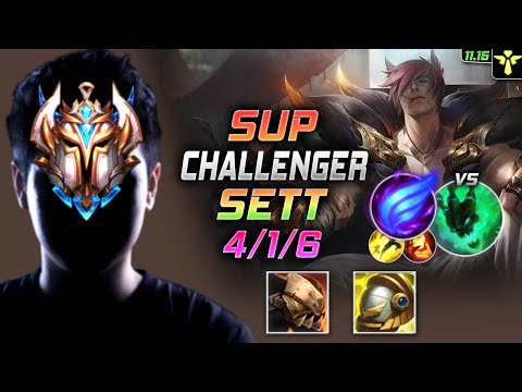 Challenger Sett Support vs Thresh - 챌린저 서폿 세트 템트리 룬 망자 난입 セト Сетт 腕豪 賽特 - LOL KR 11.15