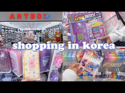 shopping in korea vlog 🇰🇷 cute stationery haul at Artbox ✂️ popcorn pen, deco tape, mini locker