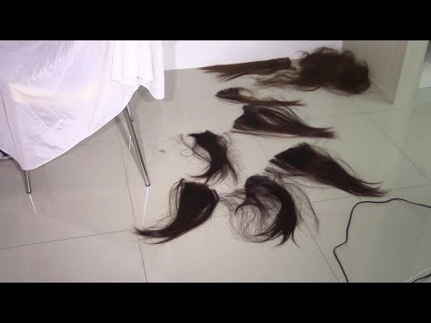 cute girl long chocolate brown hair cut short #shorthaircut  #ladieshaircut #haircut