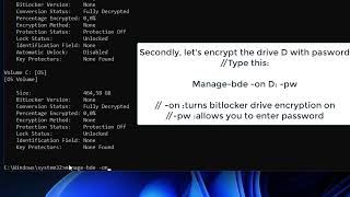 enable bitlocker drive encryption with command prompt