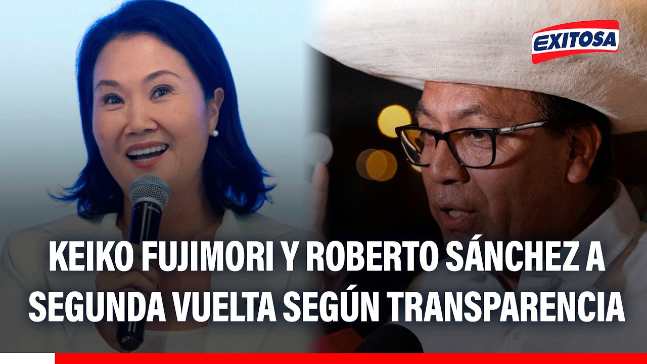 🔴🔵 Keiko Fujimori y Roberto Sánchez en 2° vuelta según conteo rápido de Transparencia al 95.7 %