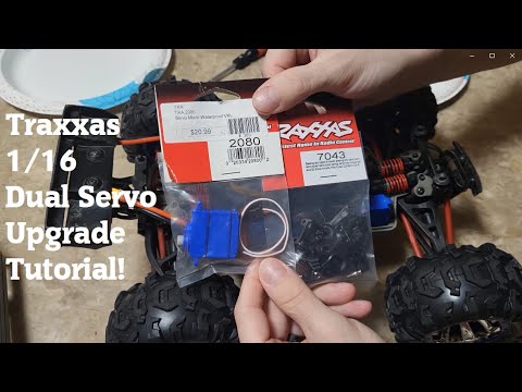 Traxxas 1/16 Dual Servo Upgrade Tutorial.  Revo / Slash.  Twice The Steering Power!