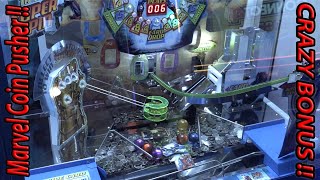 Crazy Bonus Play 😲 on the Marvel Coin Pusher / Leven One Bergen op Zoom