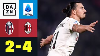 Zweimal Rot, Ibra trifft doppelt &amp; spätes Glück für Milan: Bologna - AC Mailand 2:4 | Serie A | DAZN