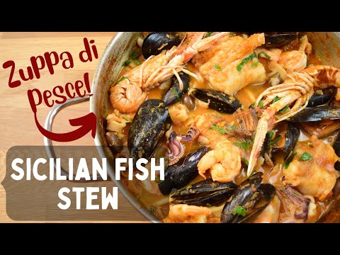 Traditional Sicilian Seafood Stew: Zuppa di pesce alla siciliana