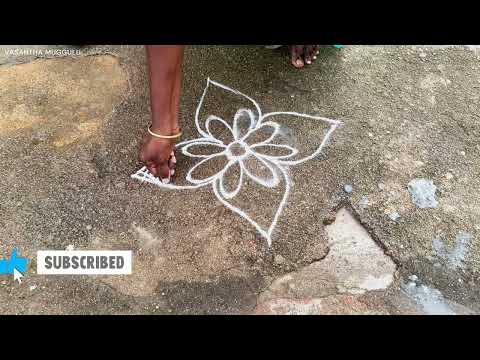 Beautiful Design Muggulu Rangoli with Dots | Easy & Creative Daily Rangoli | Vasantha Muggulu
