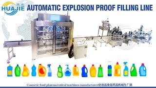 Automatic 8 nozzles explosion proof shampoo lotion cream filling capping labeling machines line